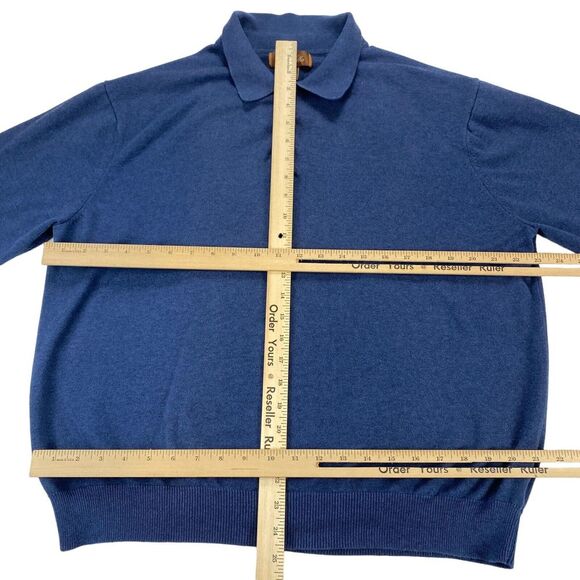 Tasso Elba Light Sweater Men Large Navy Knitted Cotton Long Raglan Sleeve - Picture 4 of 12